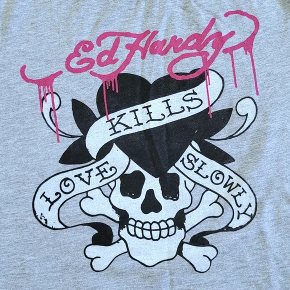 Ed Hardy "Love Kills Slowly" Skull &  Crossbones☠️ Graphic Baby👶 Tee👕  - NWT - Picture 12 of 14